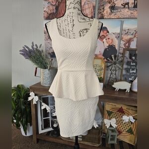 Chic Cream Peplum Mini Dress